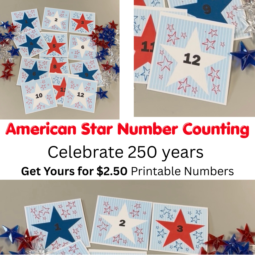 4th of July Stars Numbers for Counting Digital ONLY